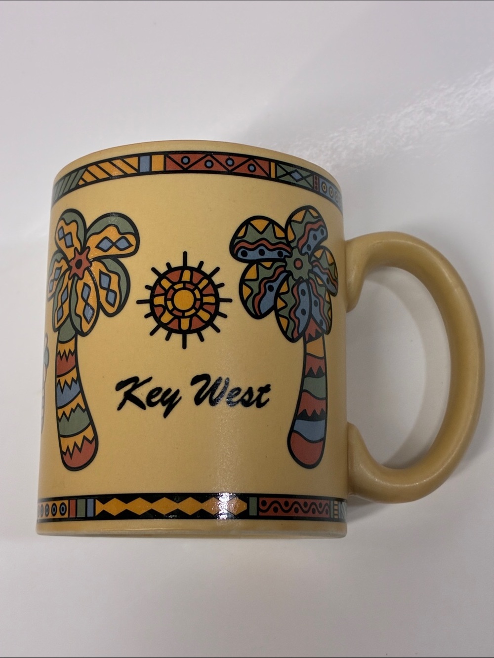 Key West Yellow Palm Tree Ceramic Coffee Mug